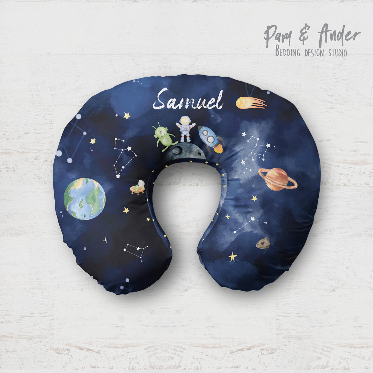 Space boppy pillow cover Pam and Ander