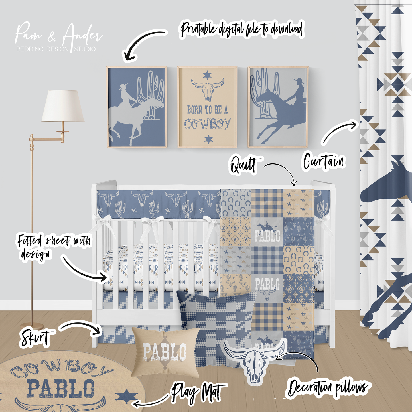 Cowboy Crib bedding set