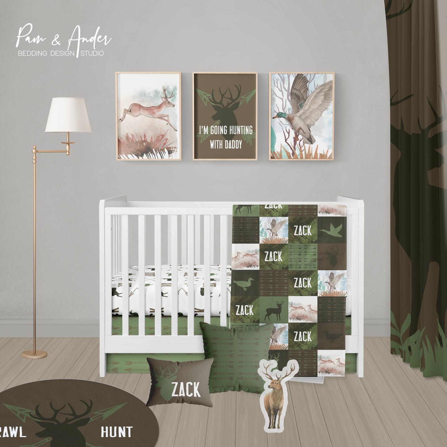 Hunting Patchwork Crib bedding set