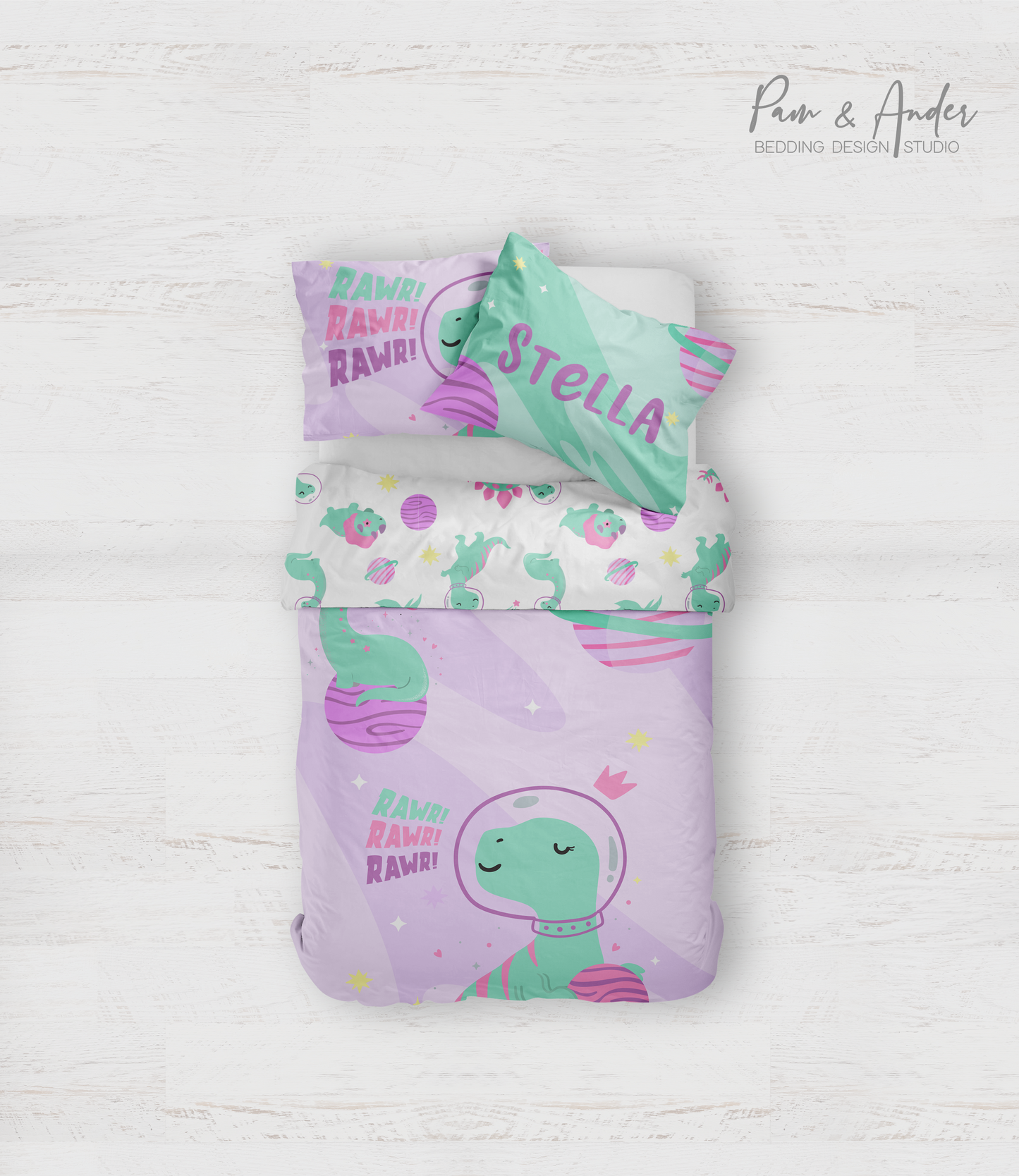 Space Dino Girl Bedding set