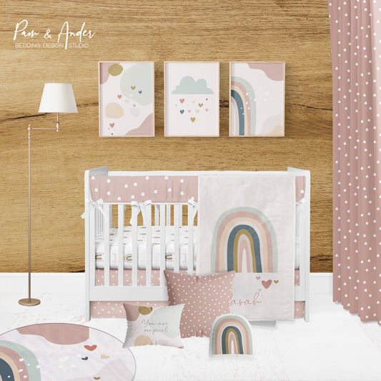 Pastel Rainbow Crib Bedding Set