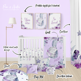 Purple Elephant Crib bedding set