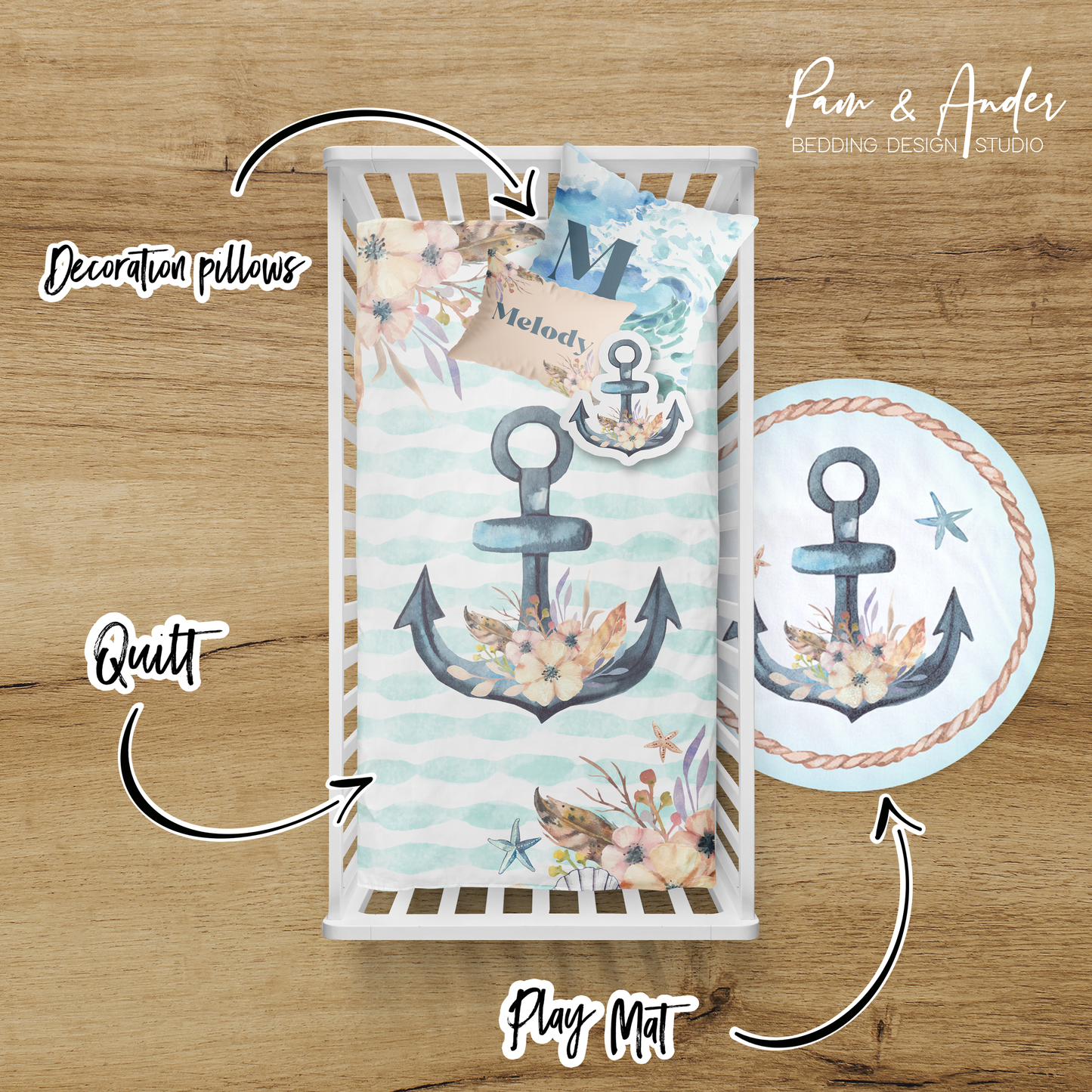 Nautical Girl Crib bedding set