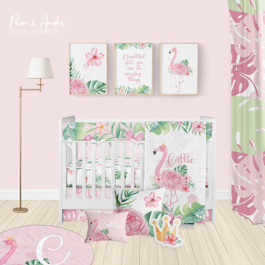 Flamingo Girl Crib bedding set