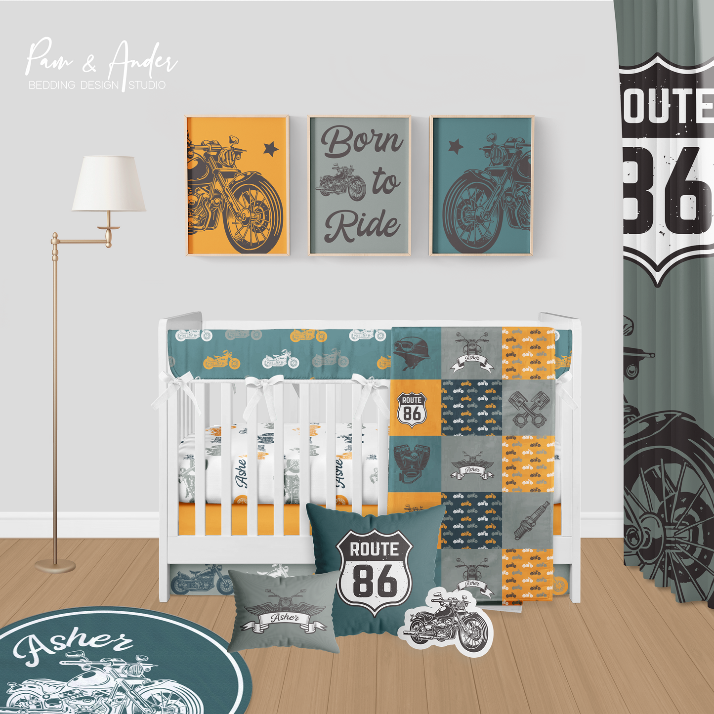 Motorbike Crib bedding set