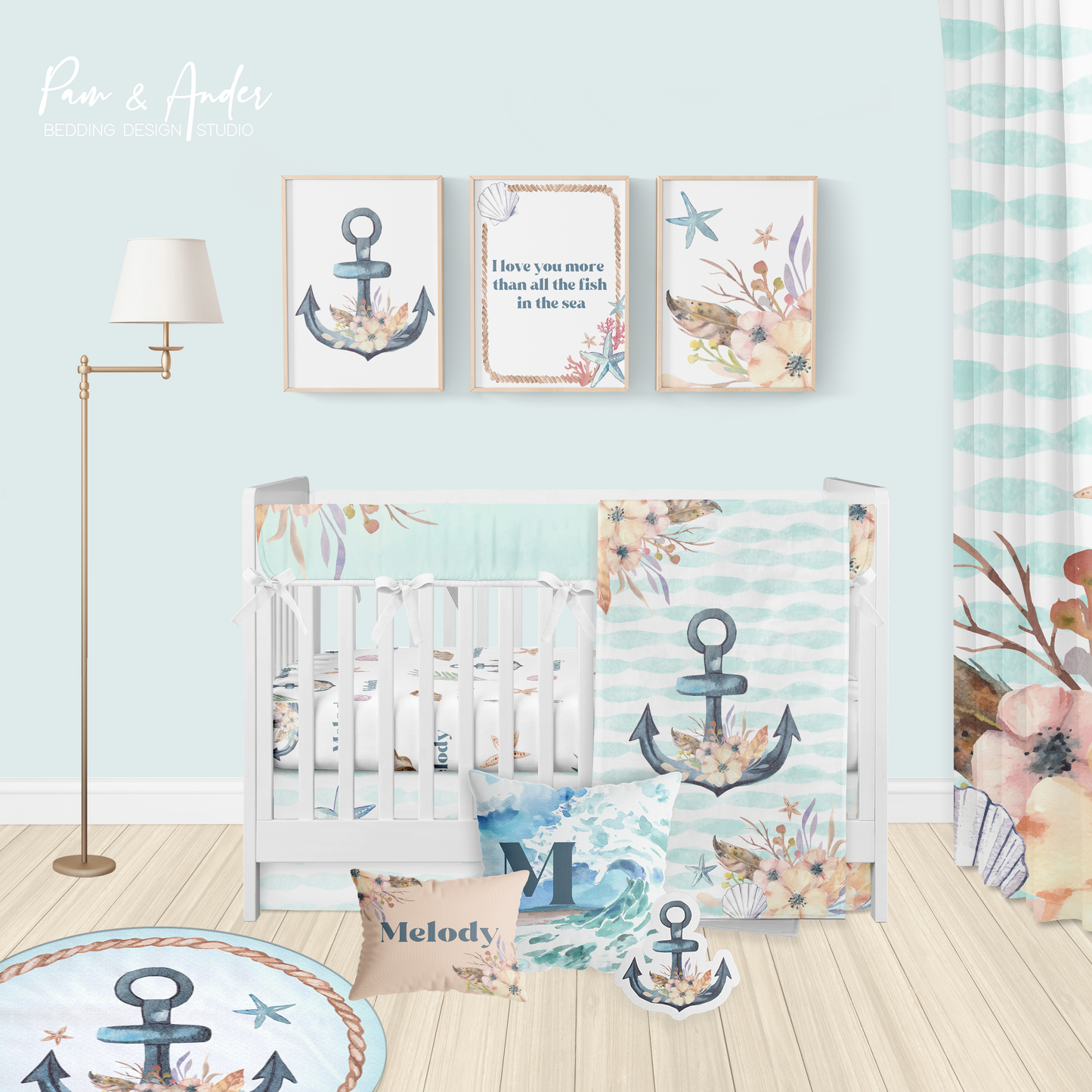 Nautical Girl Crib bedding set