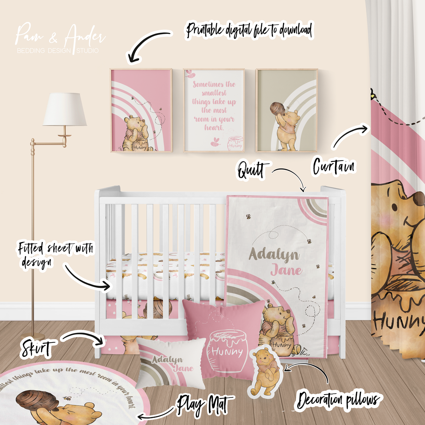 Winnie The Pooh Girl Crib Build your Bundle