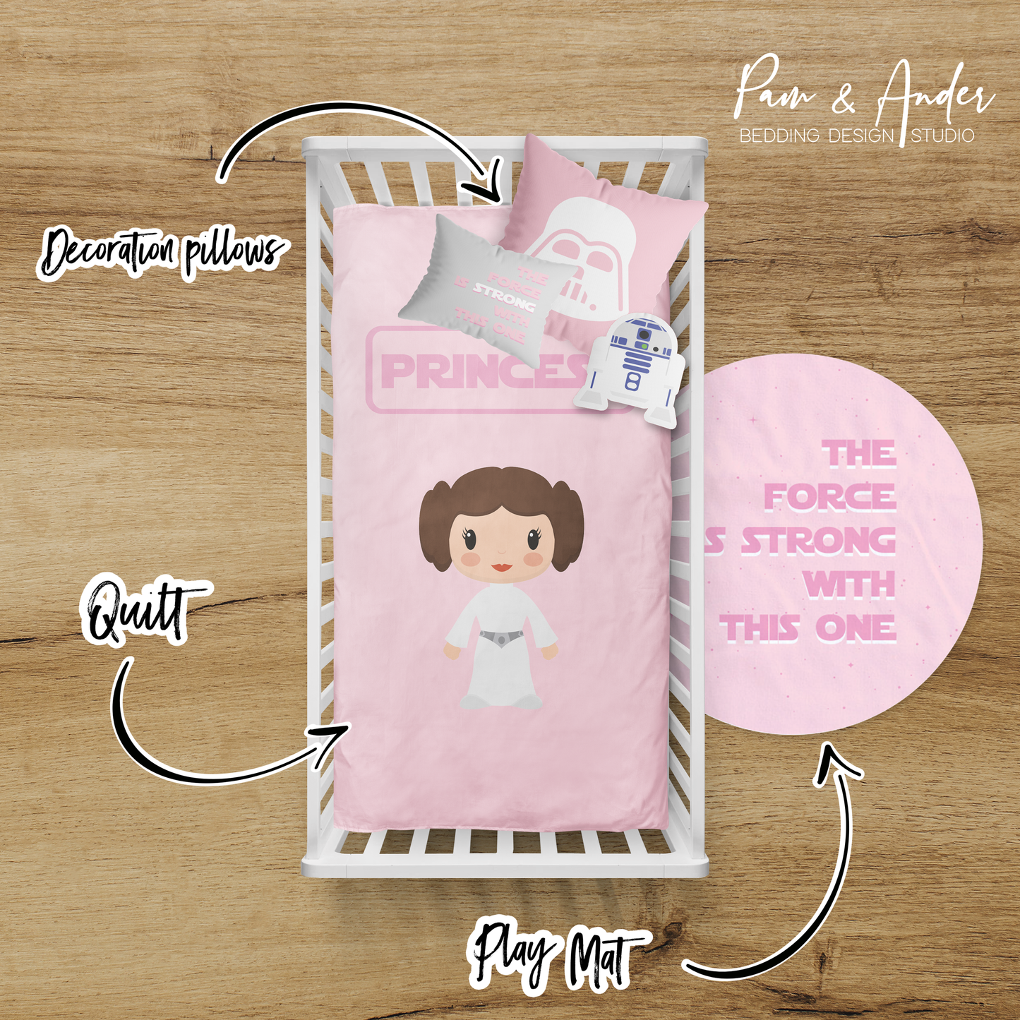 Pink Princess Leia Crib bedding set