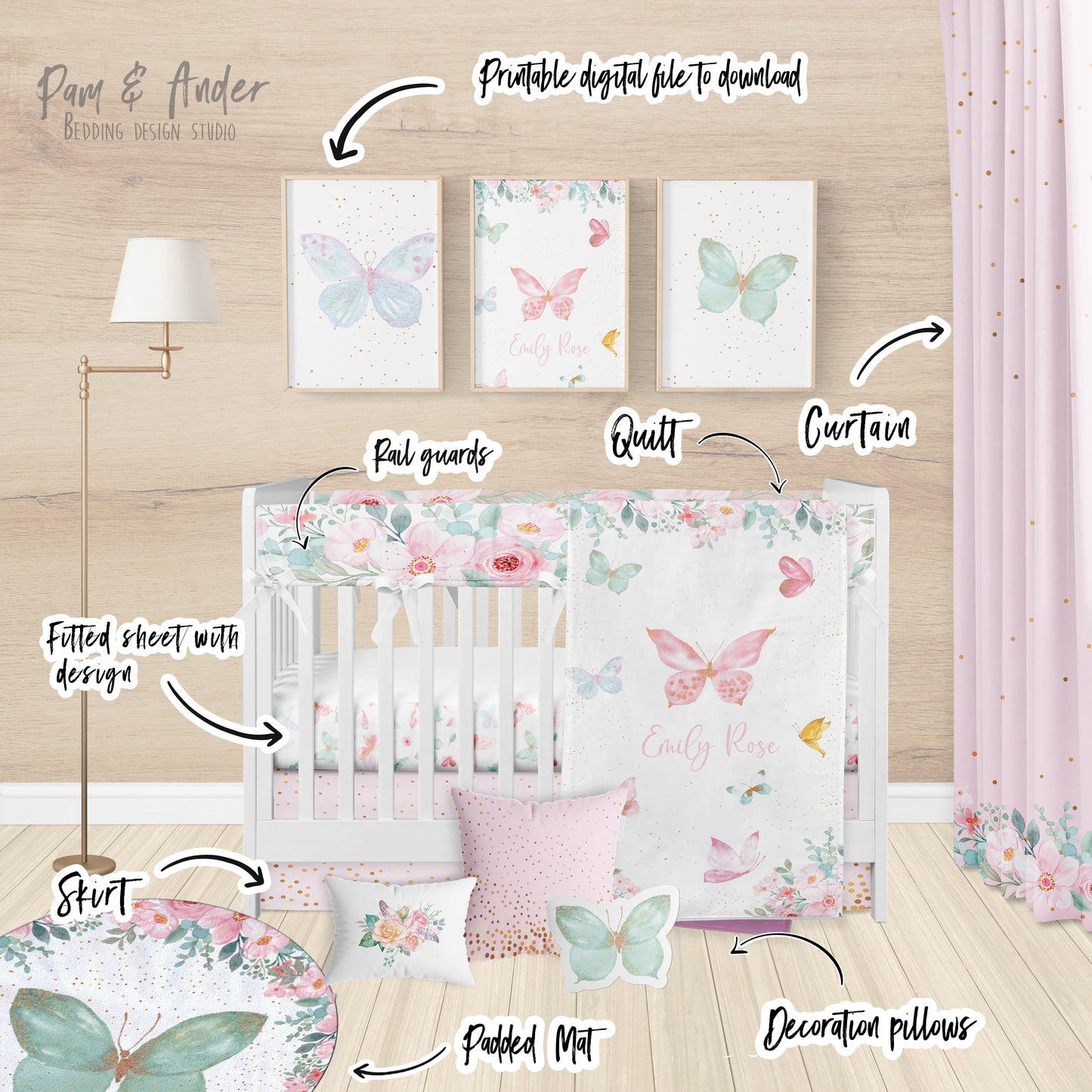 Butterfly Baby Girl Nursery Set