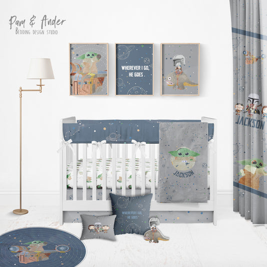 Baby yoda Crib bedding set