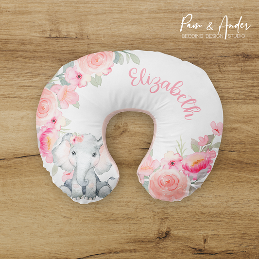 Floral Elephant Nursing pillow cover