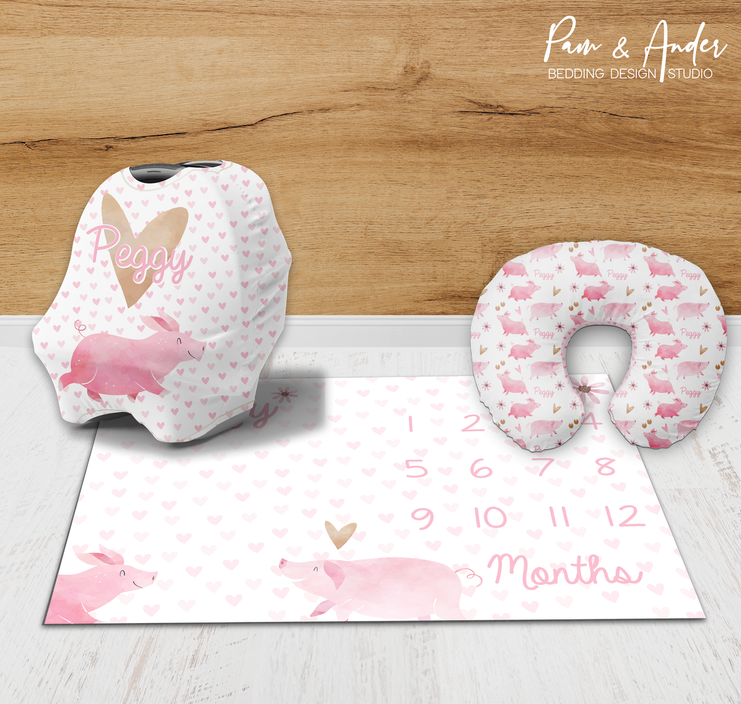 Heart Pig Accessories set