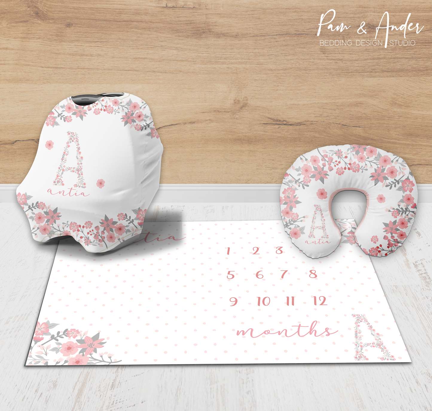 Floral Initial Accessories set