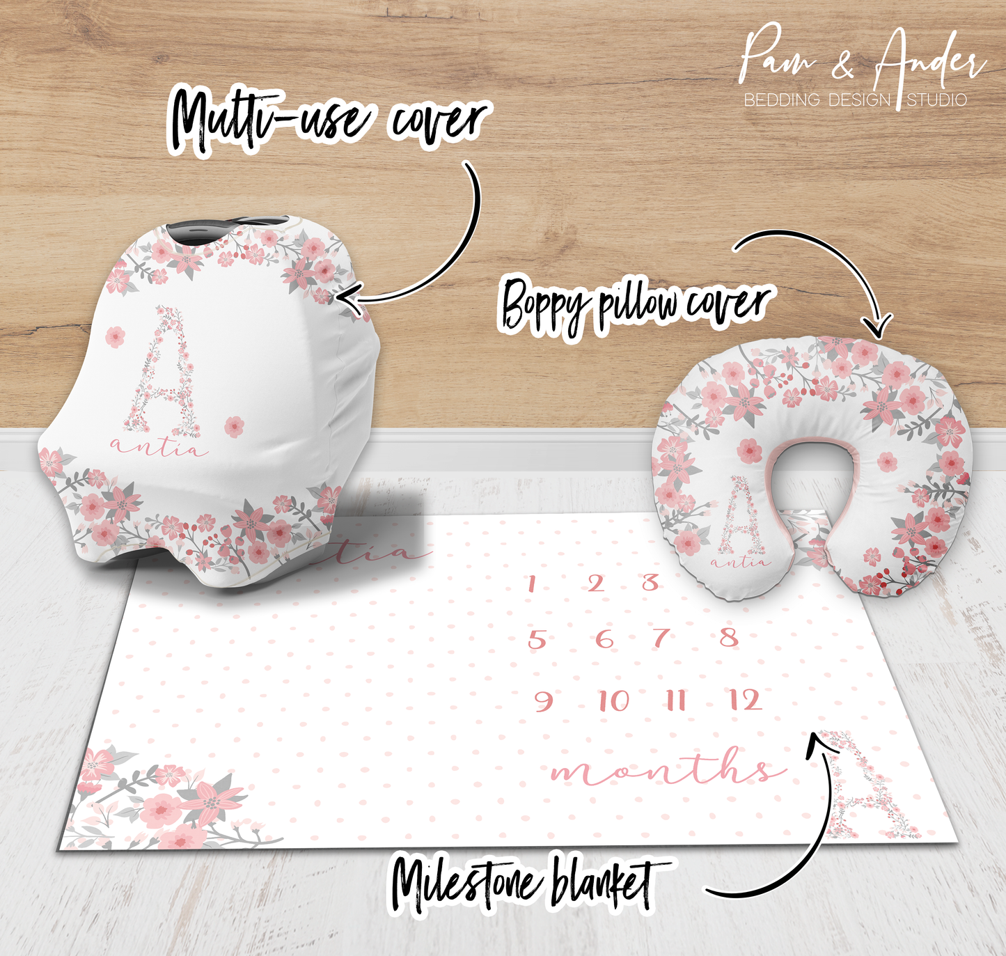 Floral Initial Accessories set