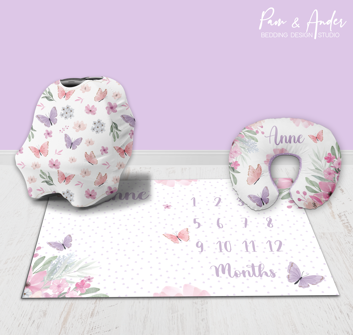 Purple Butterfly Accessories set