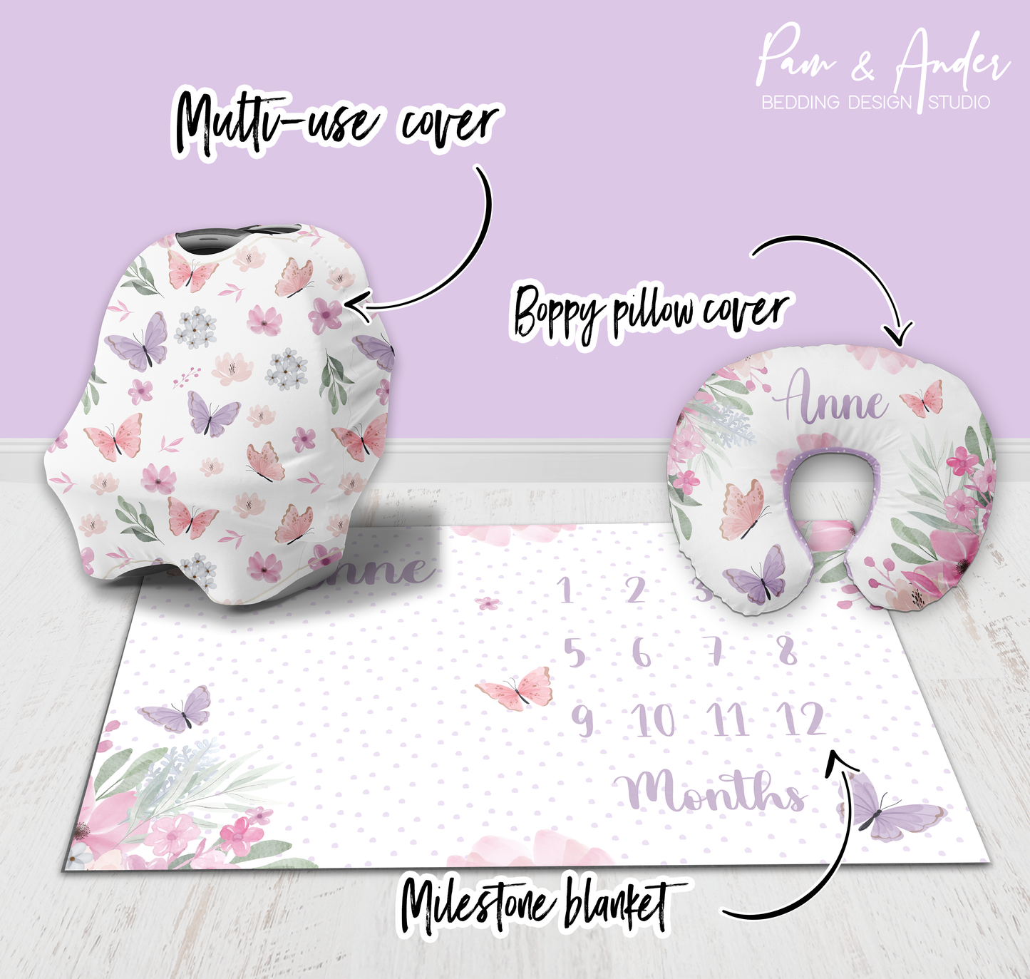 Purple Butterfly Accessories set