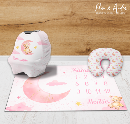 Pink Bear Accessories set