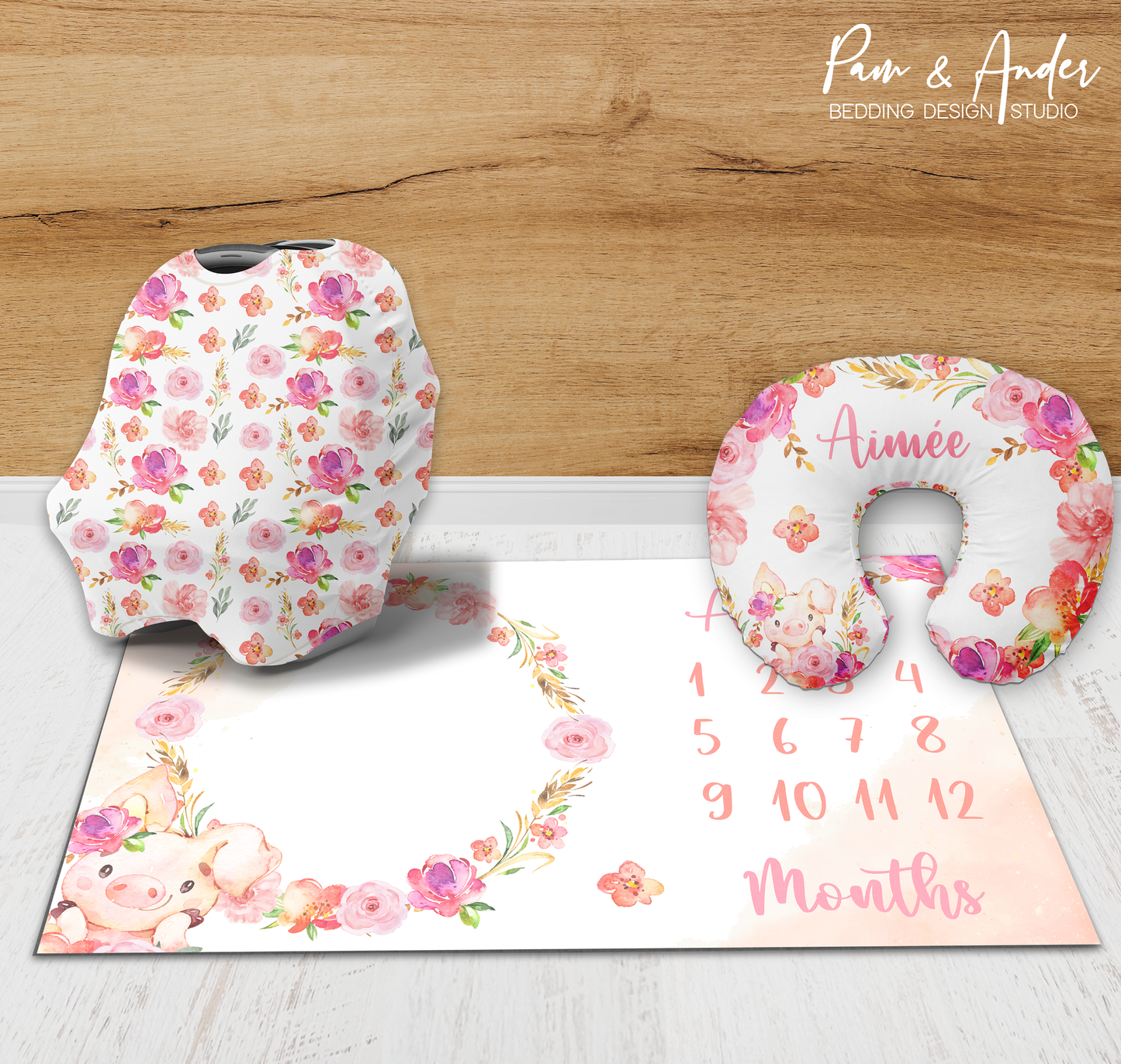 Floral Pig Accessories set