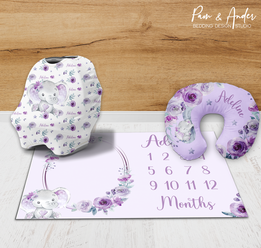 Purple Elephant Accessories set