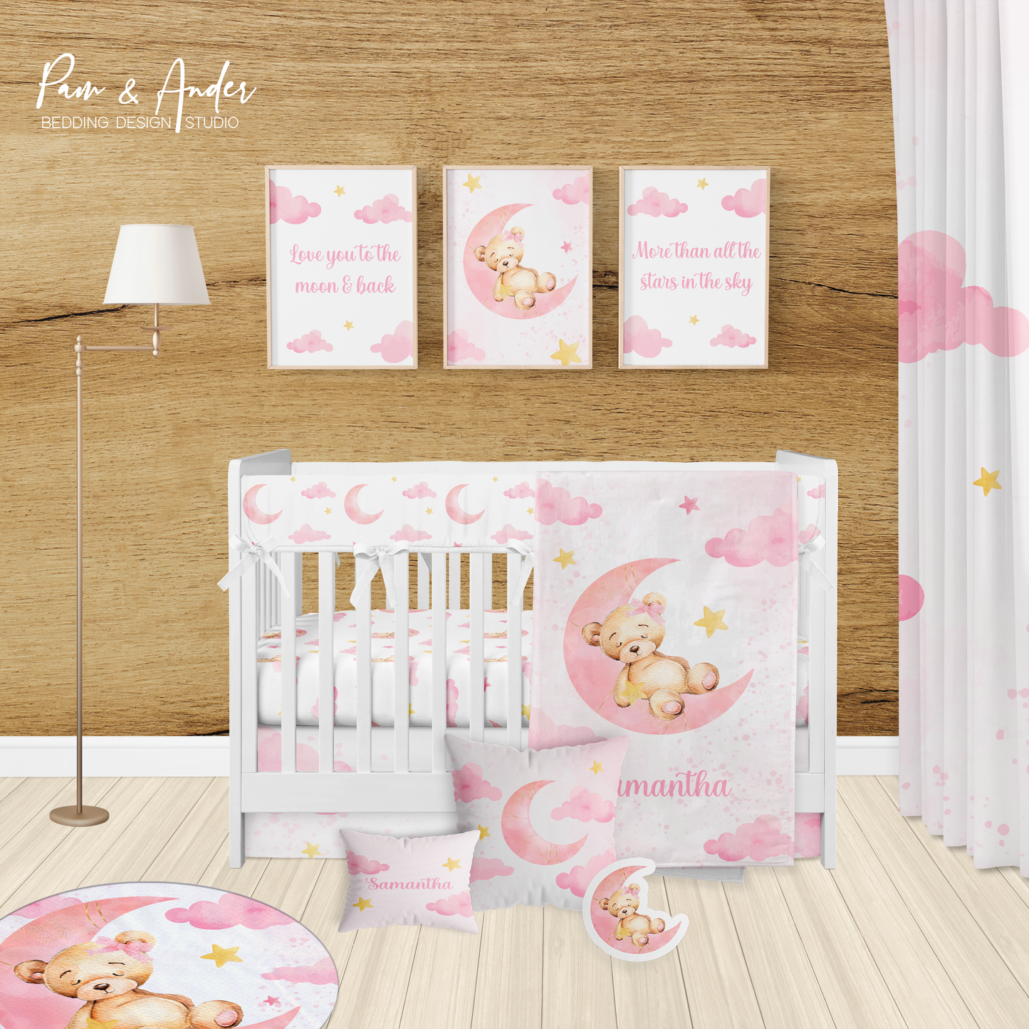 Pink Bear Crib bedding set