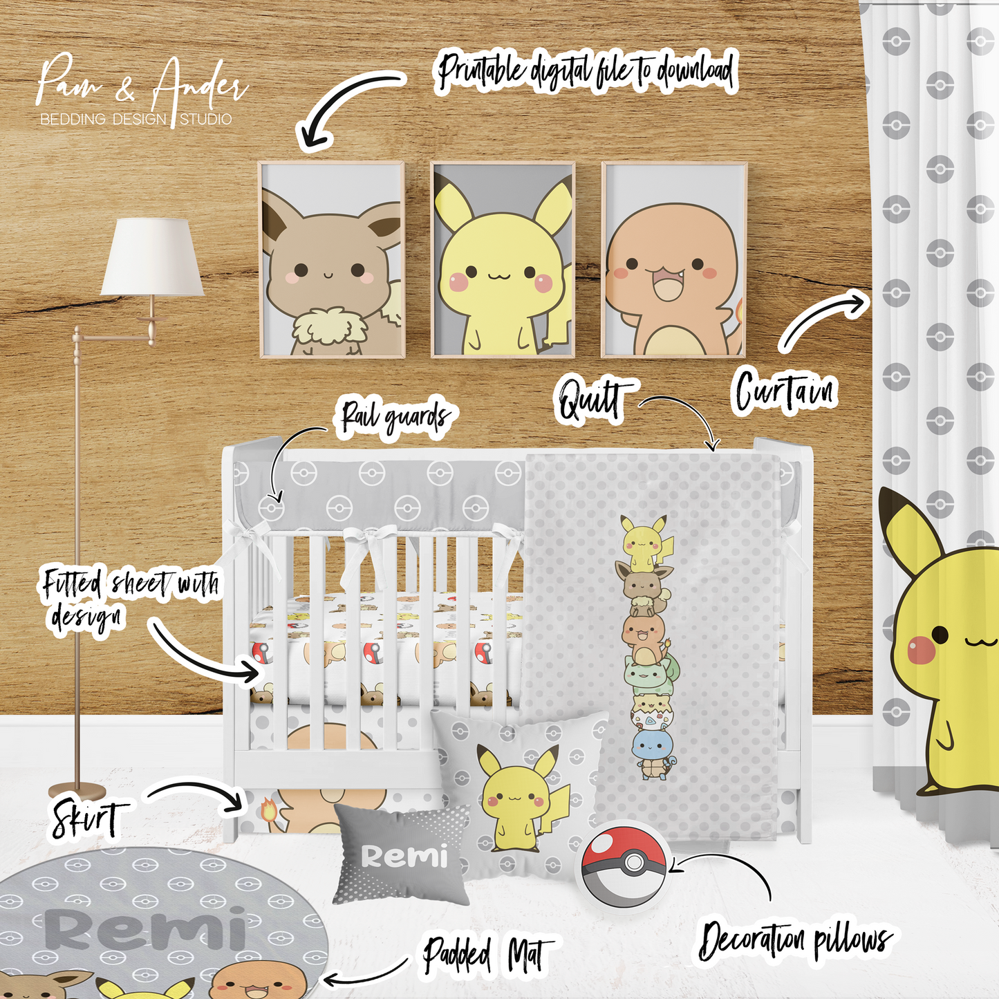 Pokemon Crib bedding set