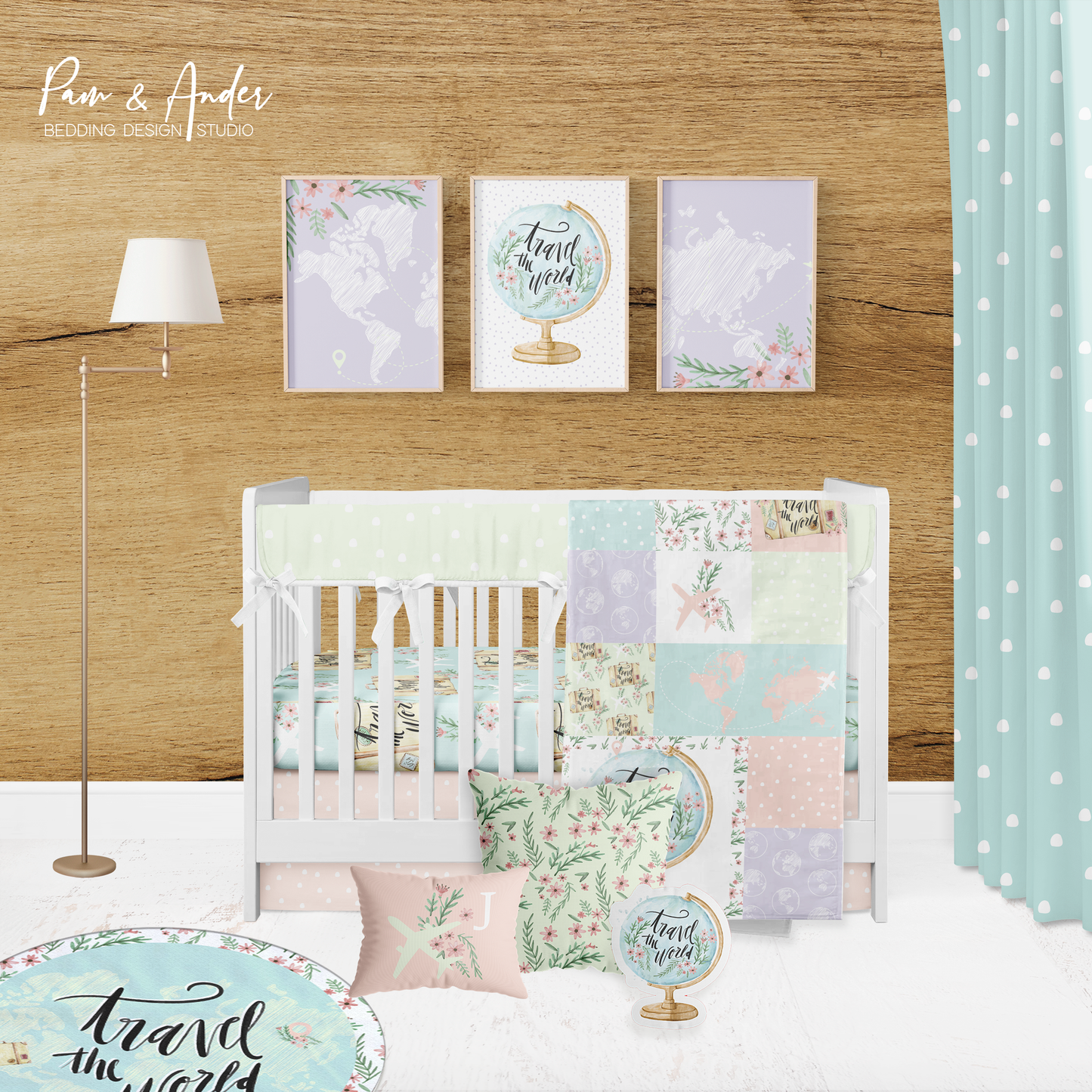 Travel Girl Crib Bedding Set