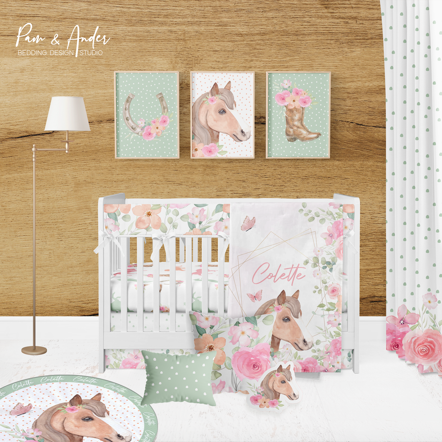 Horse Girl Crib Bedding Set