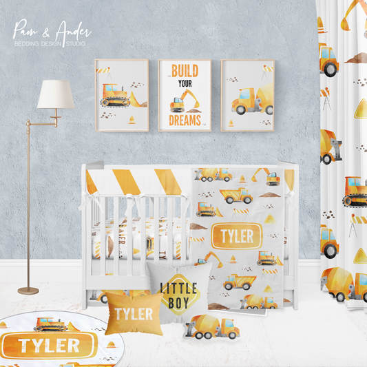 Construction Crib bedding set