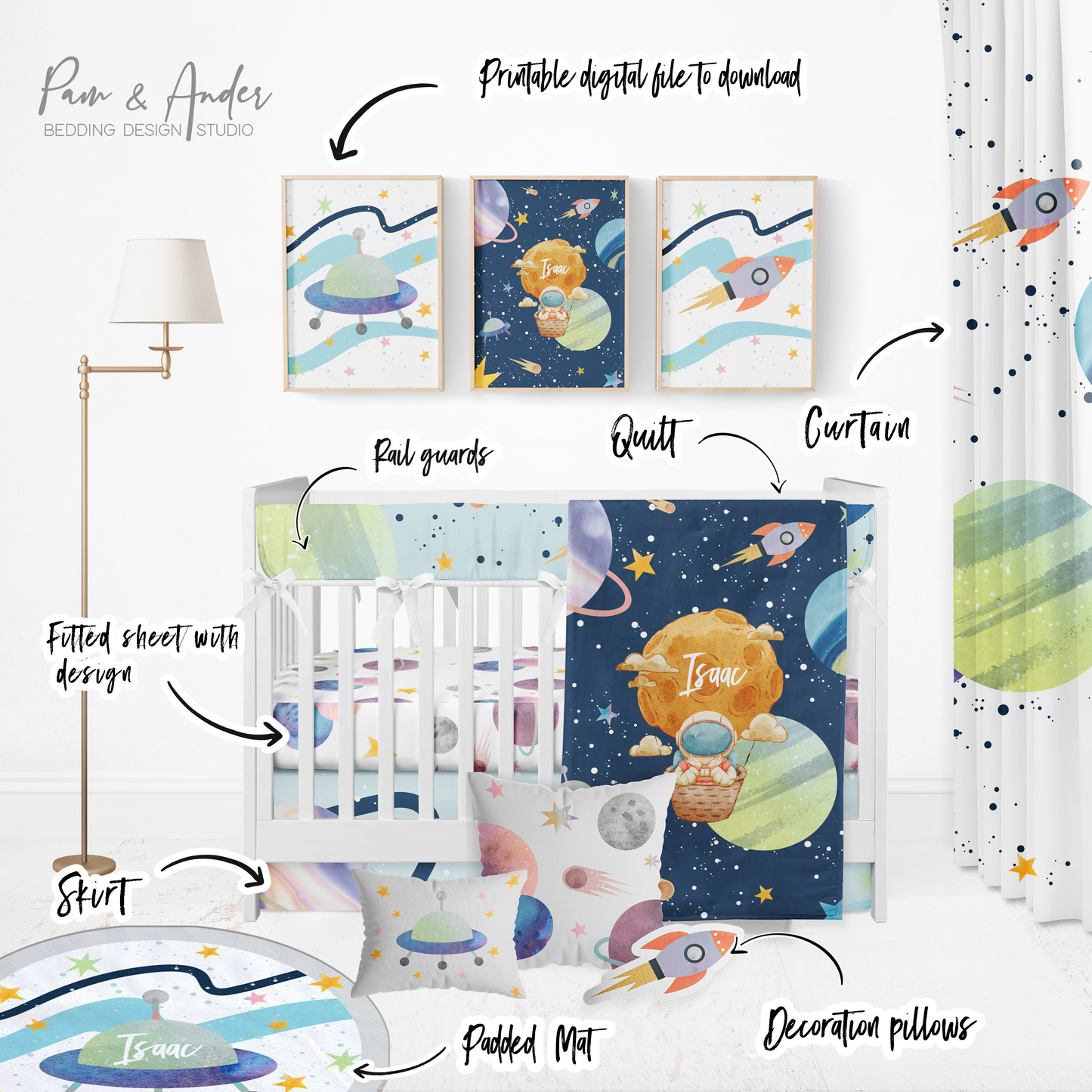 Astronaut Crib bedding set