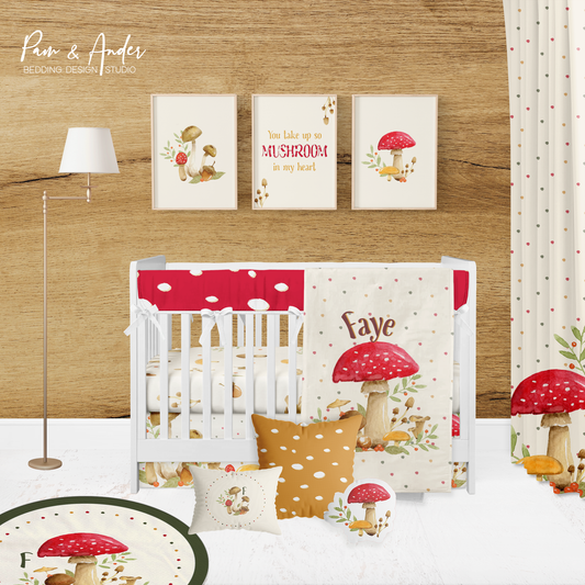 Mushroom Crib bedding set