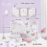 Purple Butterfly Crib bedding set