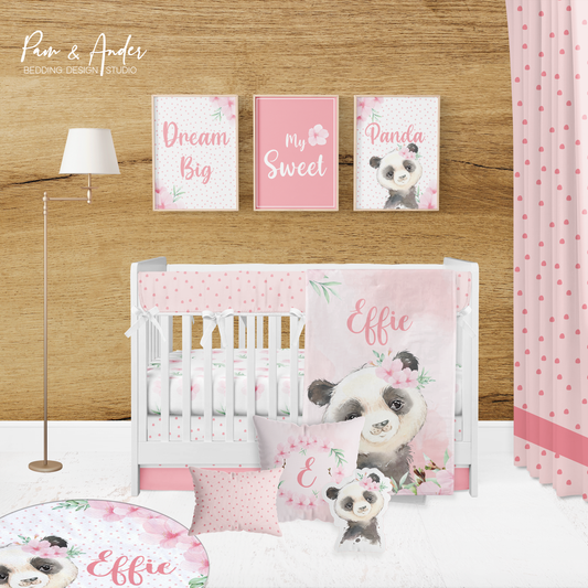 Panda Girl Crib bedding set