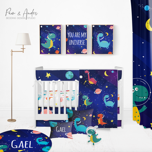 Space Dinosaur Crib Bedding Set