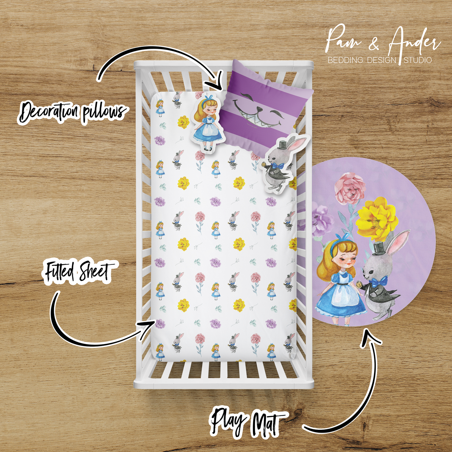 Alice in Wonderland Crib bedding set