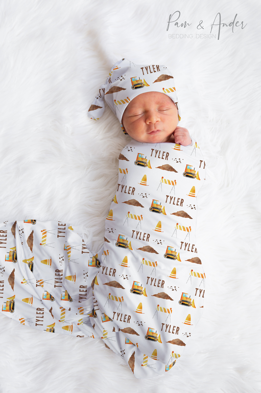 Construction Baby Boy Swaddle Set