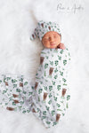 Highland Cow Baby Boy Swaddle Set