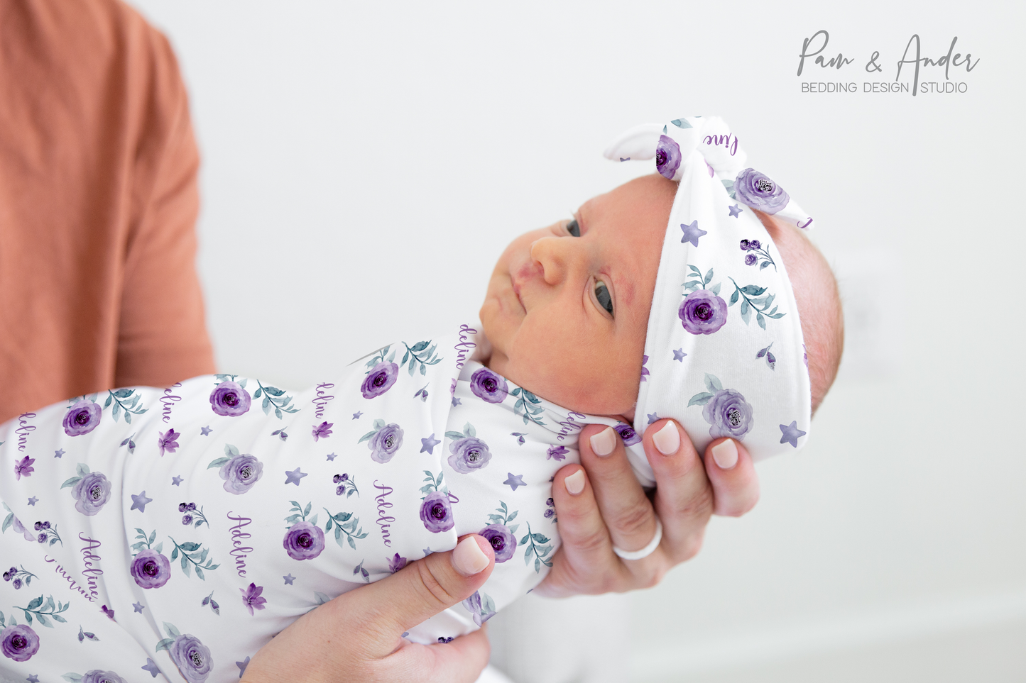 Purple Floral Baby Girl Swaddle Set