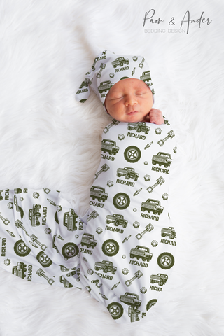 Truck Baby Boy Swaddle Set