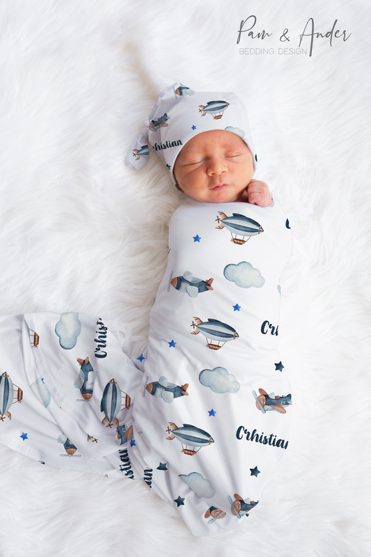 Plane Boy Swaddle Set