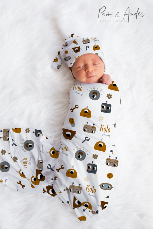 Robots Baby Boy Swaddle Set