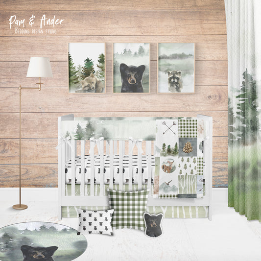 Woodland Bear Crib Bedding Set