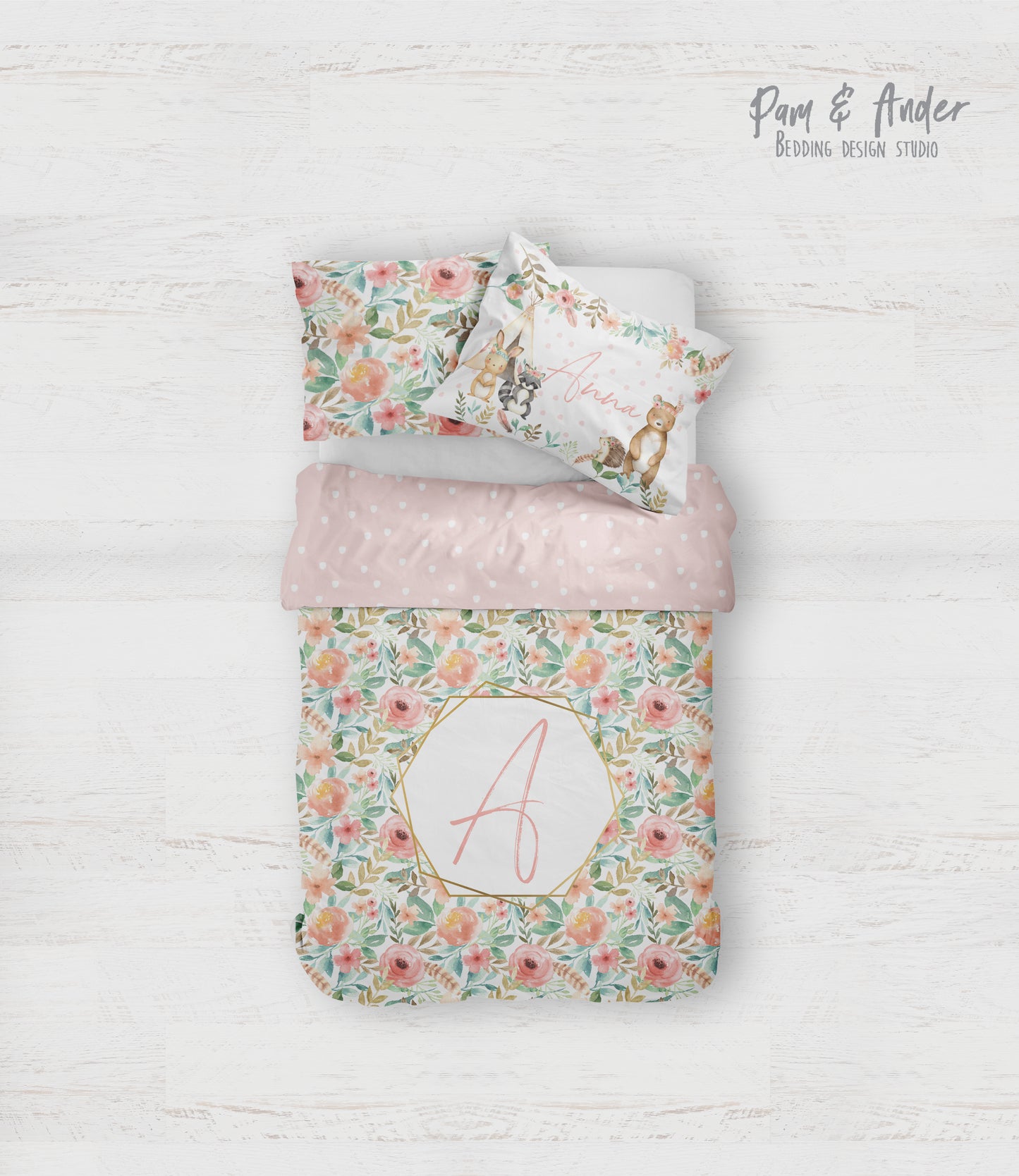 Flower pink bedding set