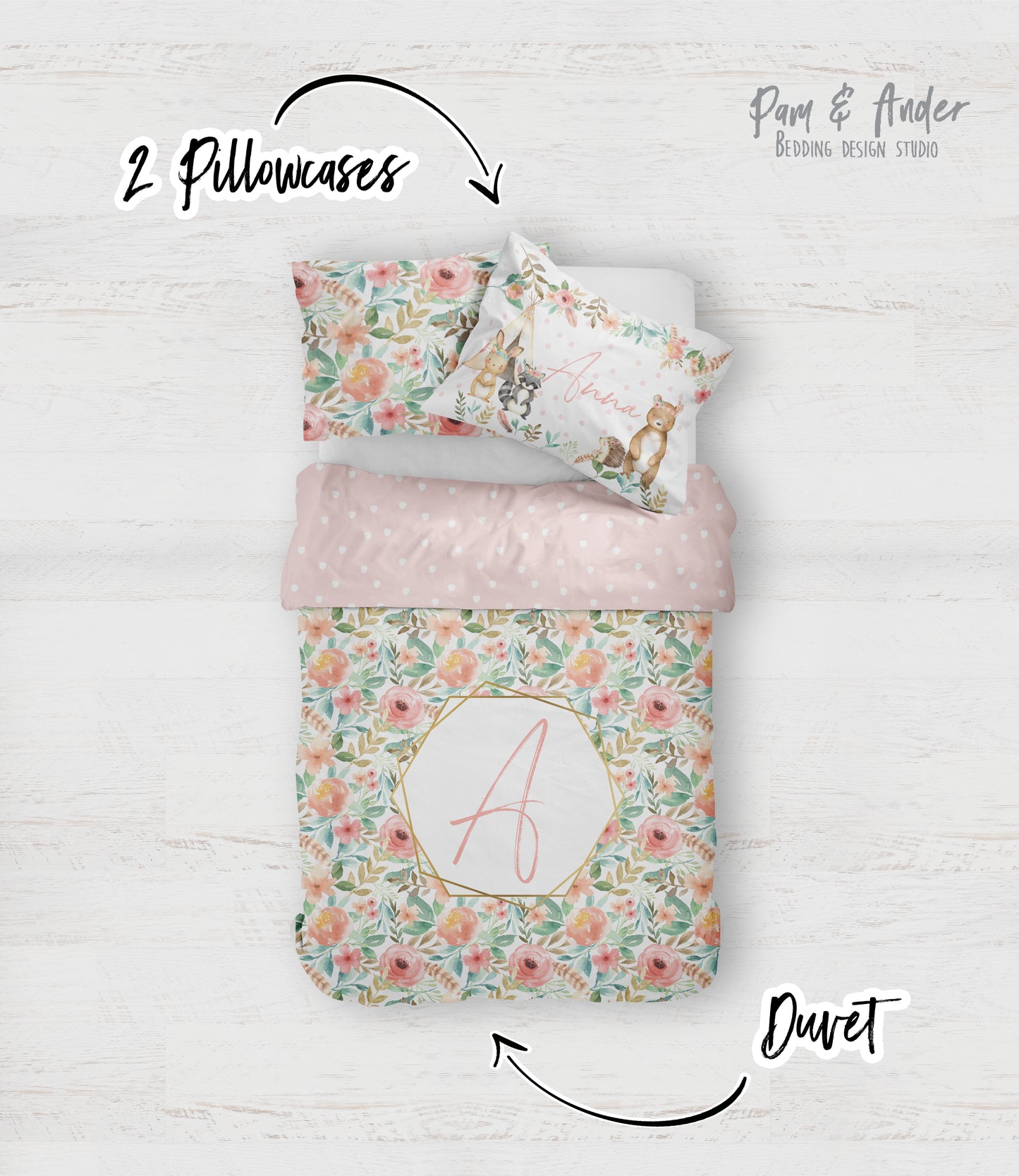 Flower pink bedding set