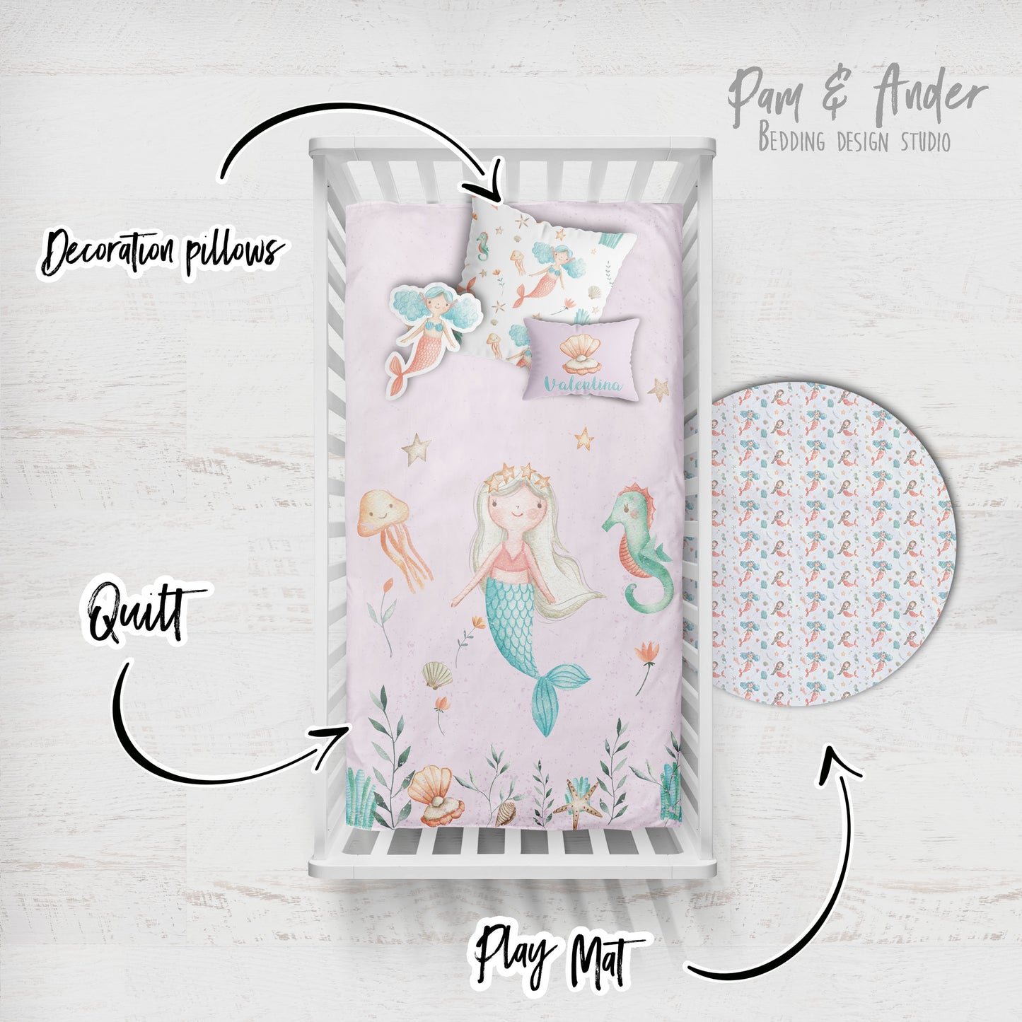 Mermaid Crib Bedding Set