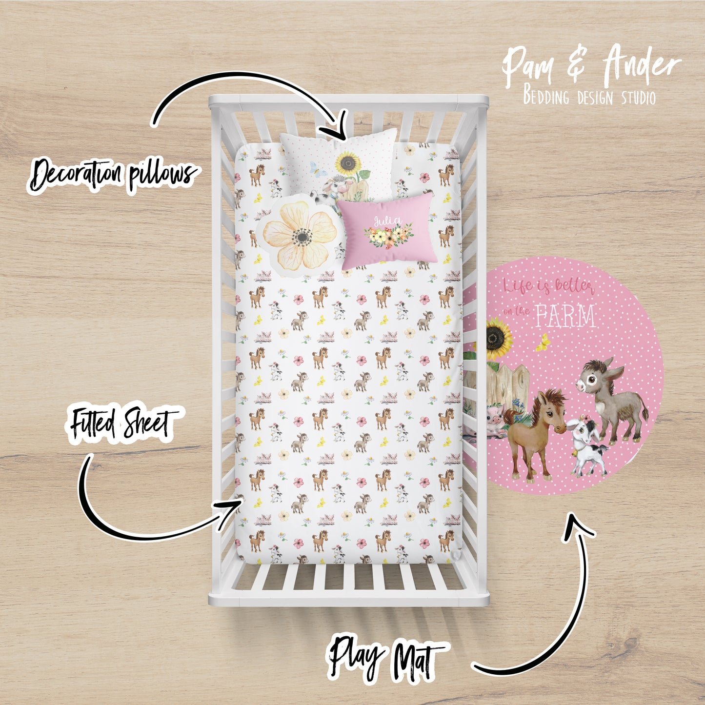 Farm for girl Crib Bedding Set