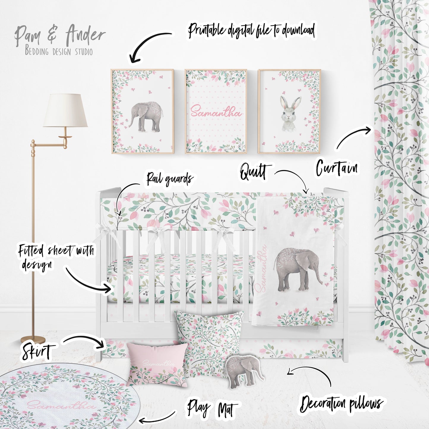 Elephant Crib Bedding Set