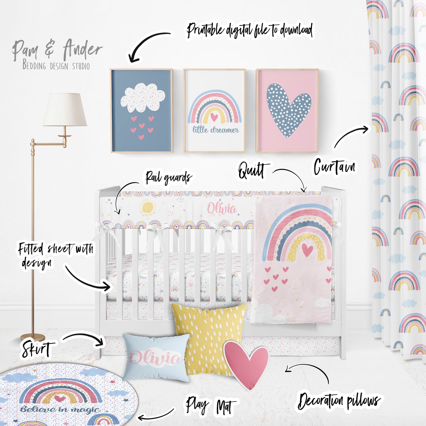 Rainbow Crib Bedding Set