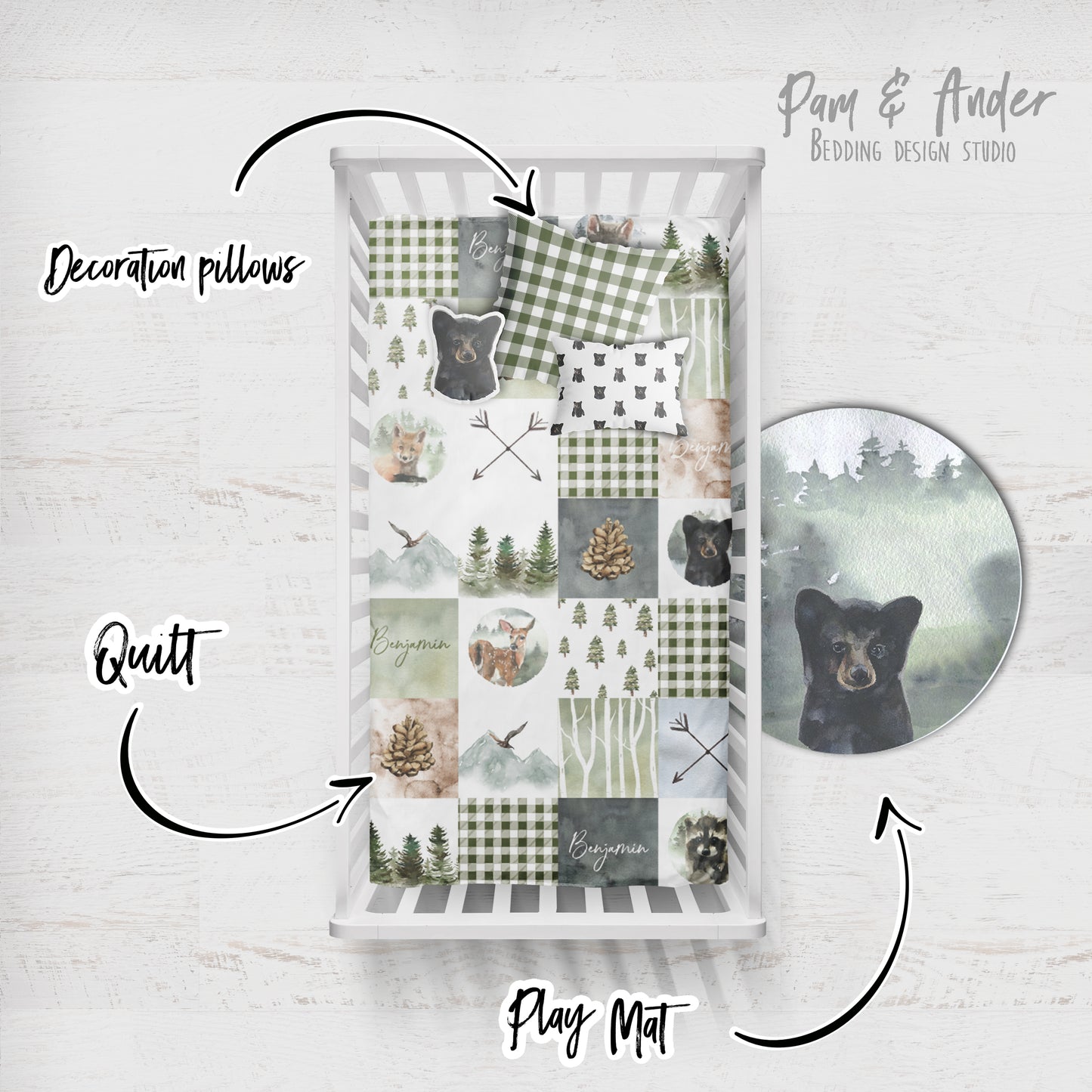 Woodland Bear Crib Bedding Set