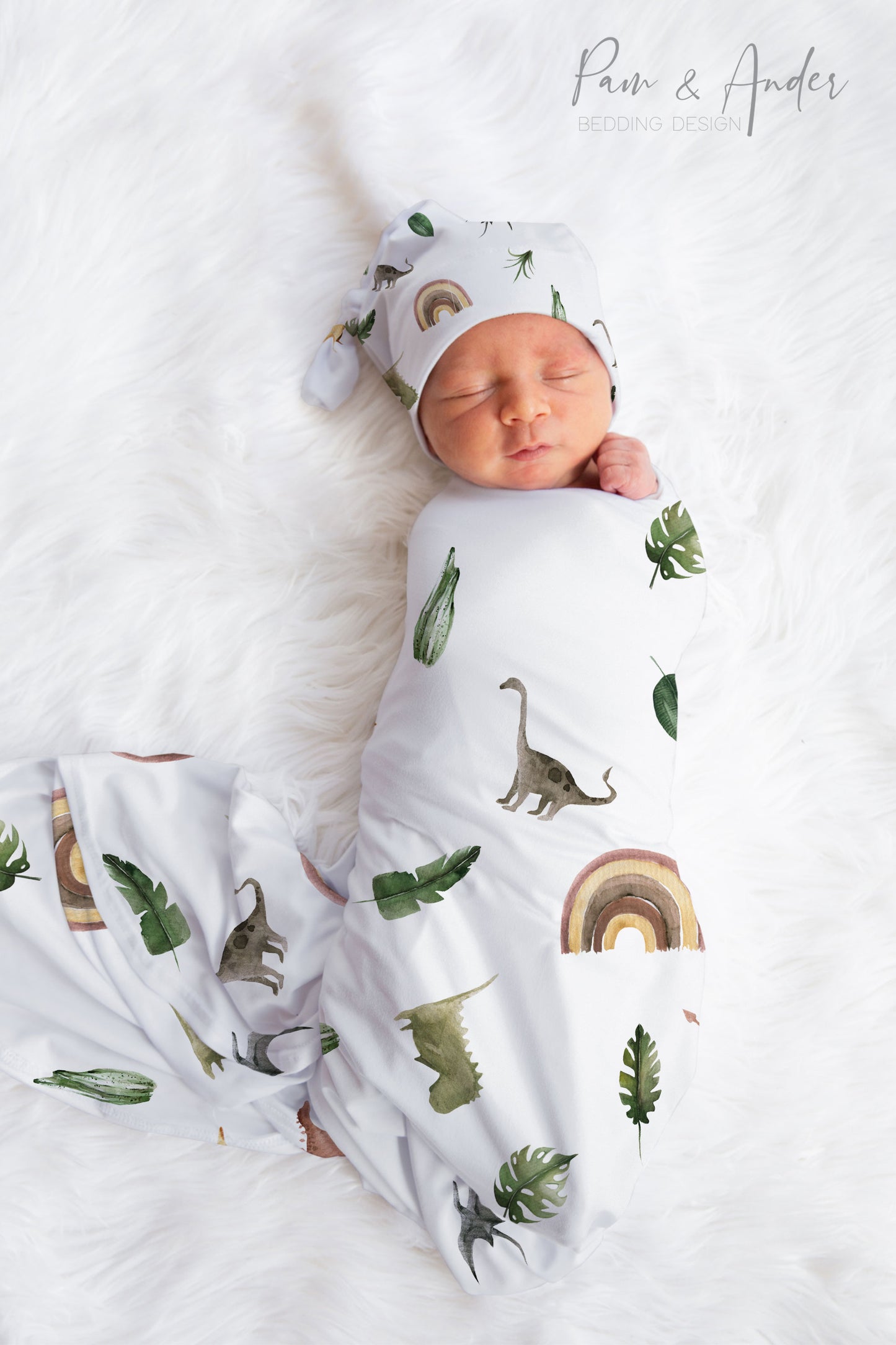 Dino Rainbow Baby Unisex Swaddle Set