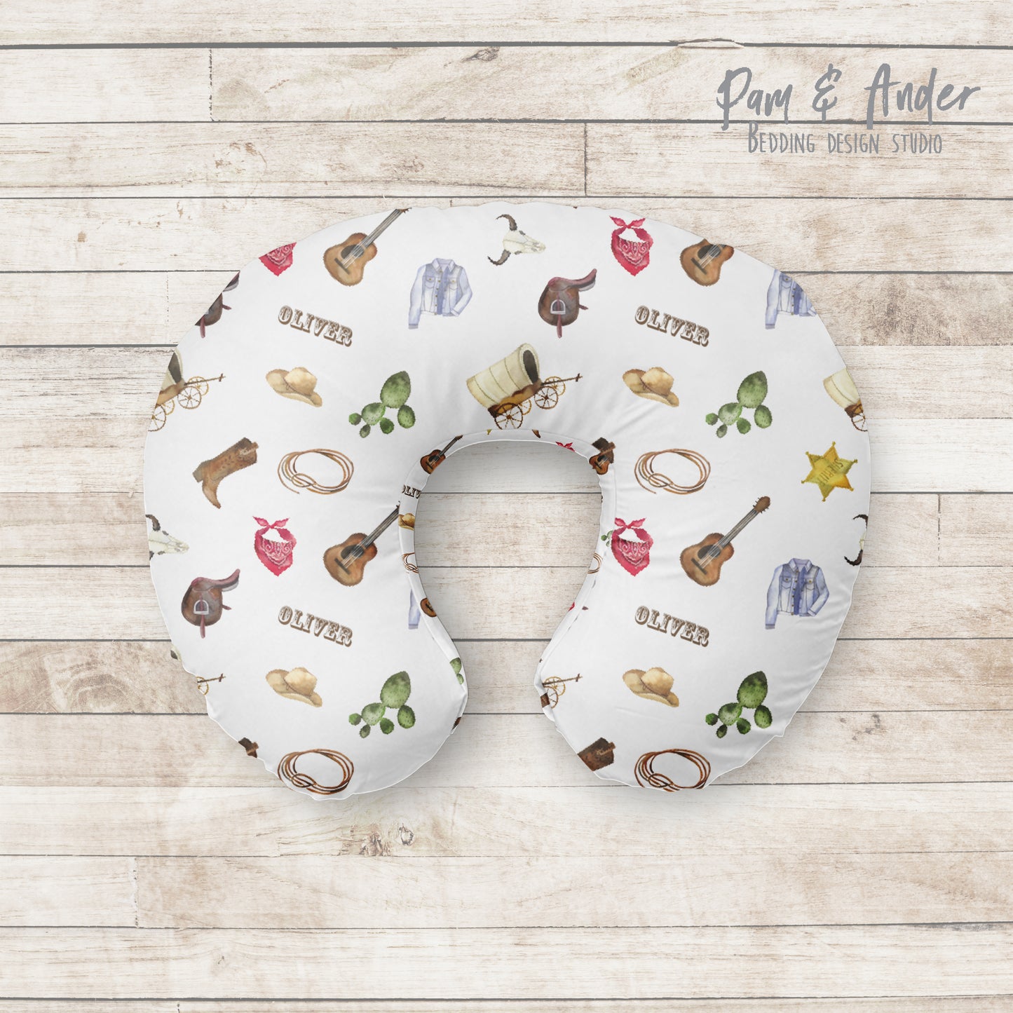 Cowboy boppy pillow cover